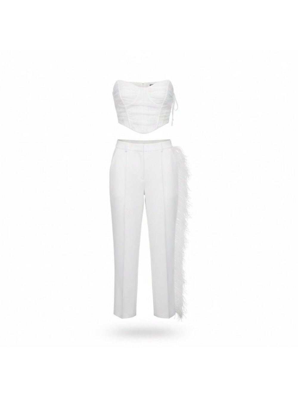 Club L Womens White Corset-Style Bustier Top With Ruched Detailing Size 6